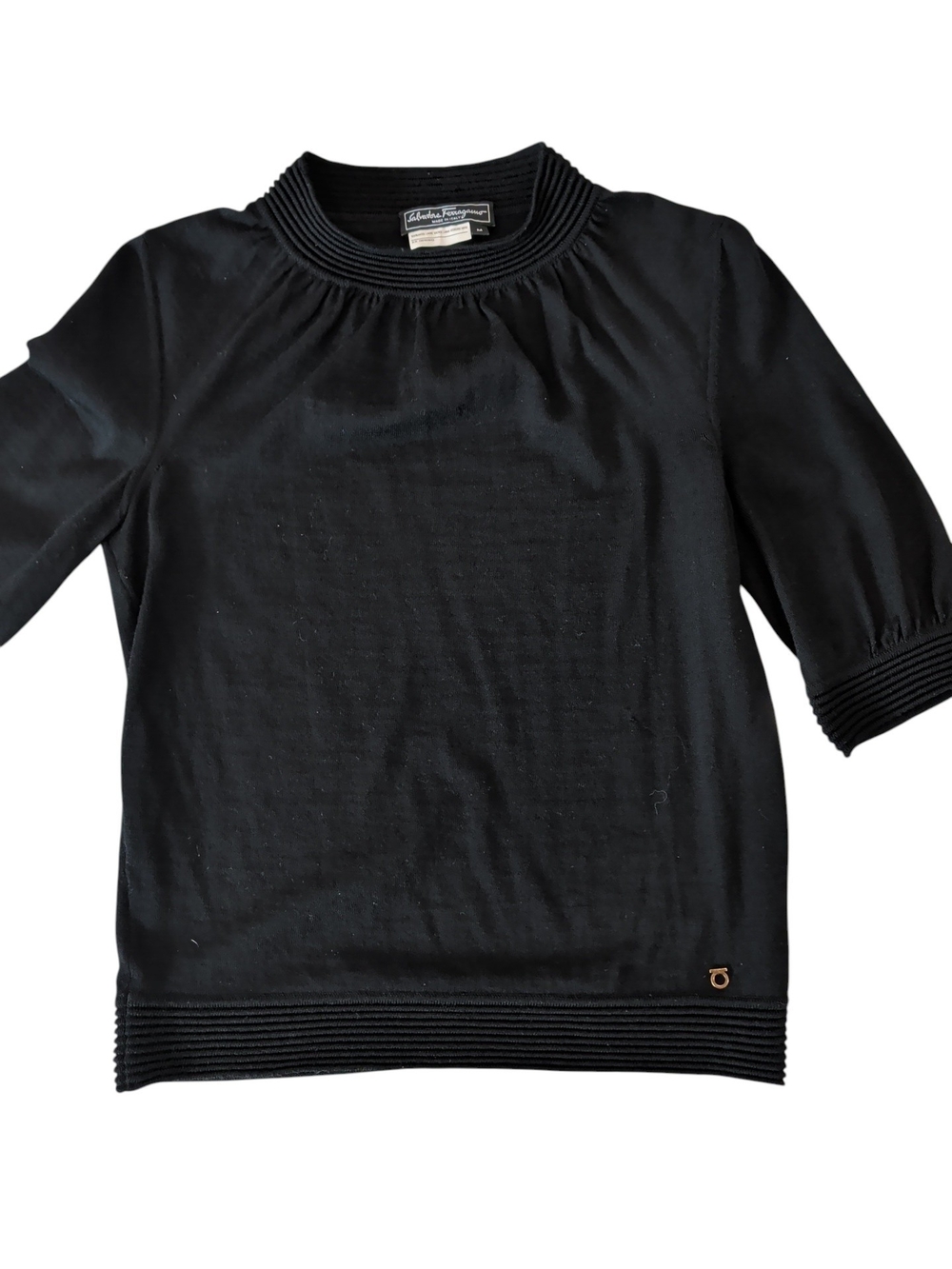 Salvatore Ferragamo Women's Black Wool  Knit Sweater Lightweight All Seasons Med
